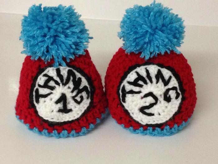 Thing 1 and Thing 2 Newborn Hats