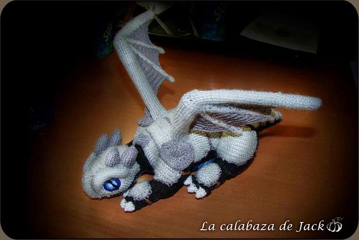 Black crochet dragon with Armor 
