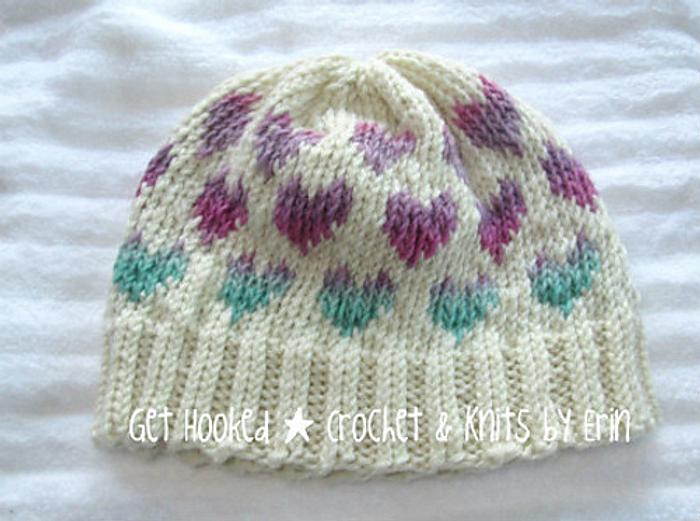 Heart knit hat