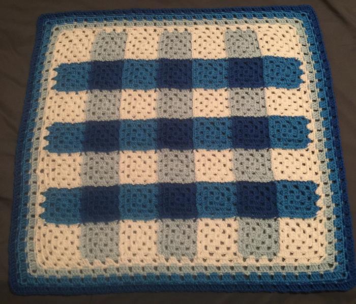 Plaid Granny Square Baby Blanket