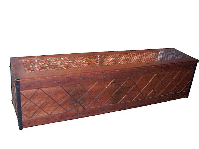 Australian IronBark Hardwood Lattice Chest with Mosaic Lid 