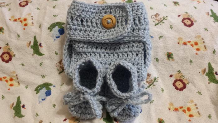 newborn diaper cover and shoes set