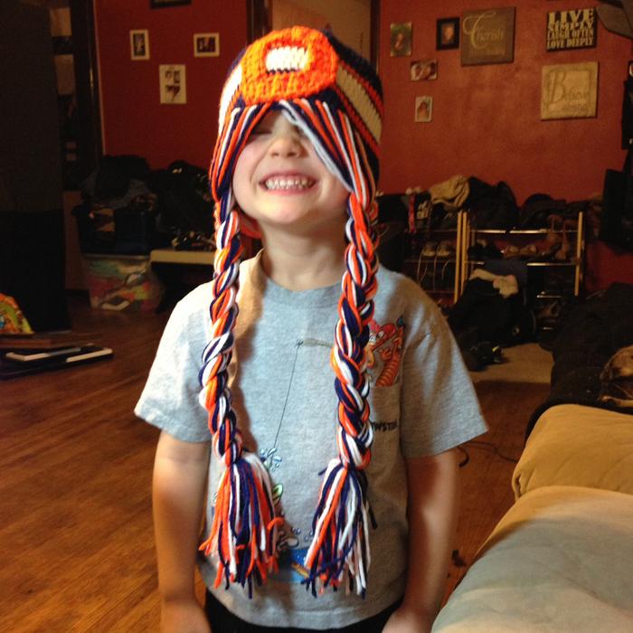 Broncos hat with braids