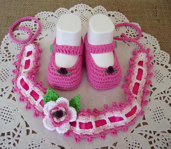 Ruby Set Crochet Baby Headband and Shoes