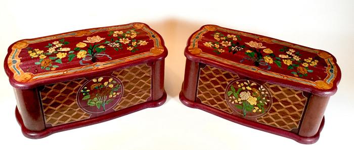 Two marquetry boxes