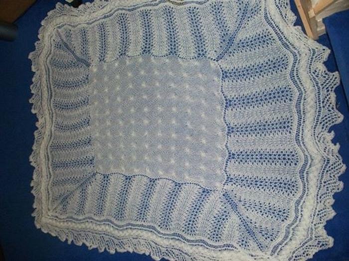 2ply cable and lace shawl