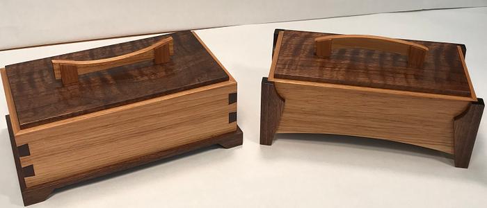 A Couple of Hickory and Walnut Keepsake Boxes