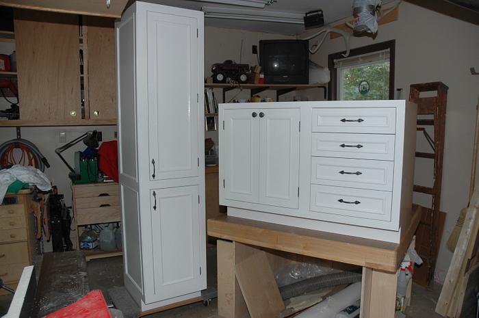 Vanity and linen cabinet