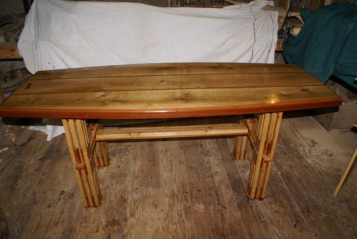 Oak and Rosewood demountable dinning table