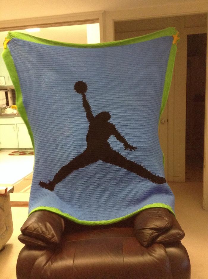 Basketball player silhouette afghan