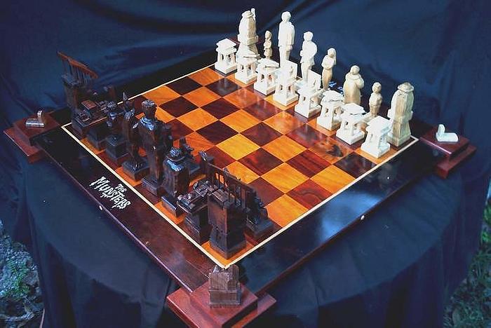 Addams Family versus The Munsters Chess Set by Jim Arnold