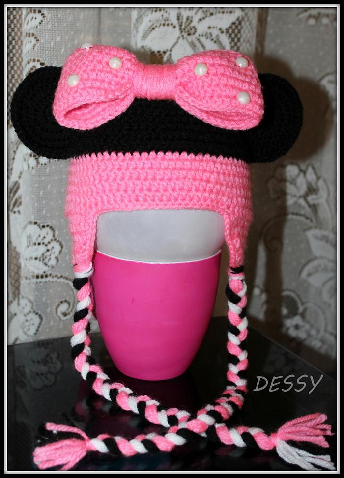 Minnie mouse crohet baby hat