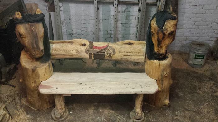 chainsaw carved bench