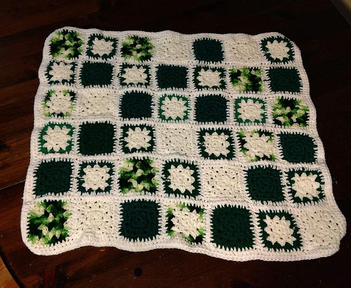 Patchwork green and white