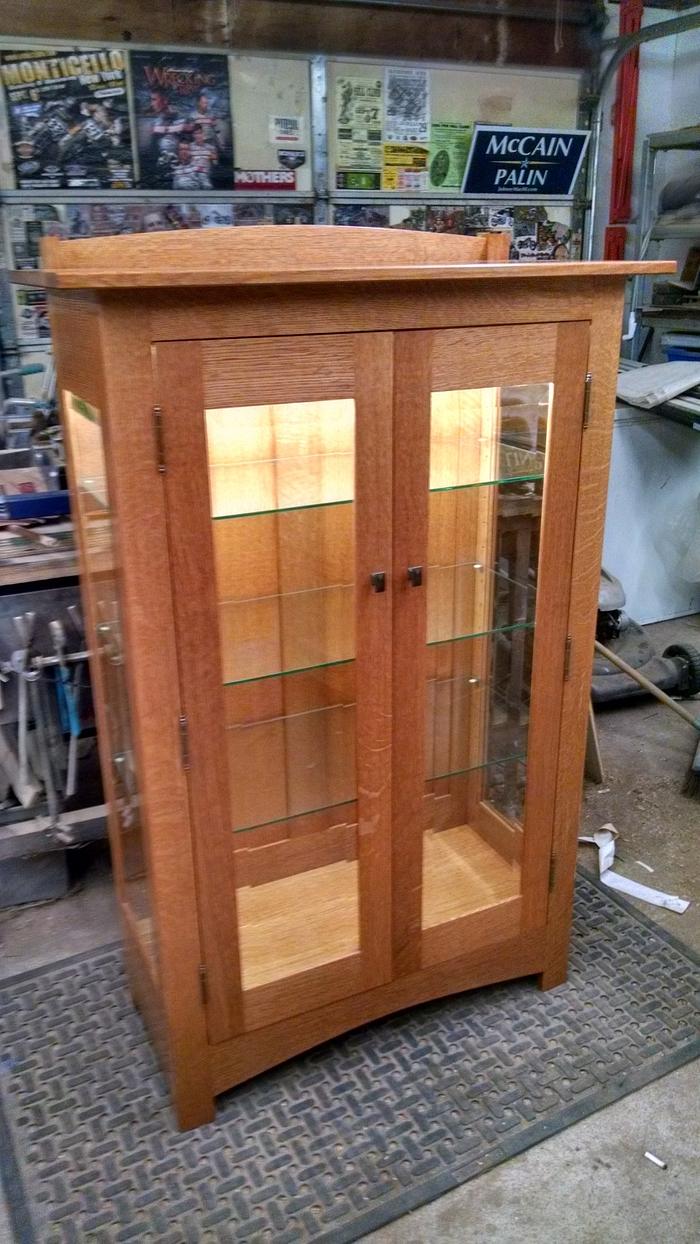 mission style curio cabinet