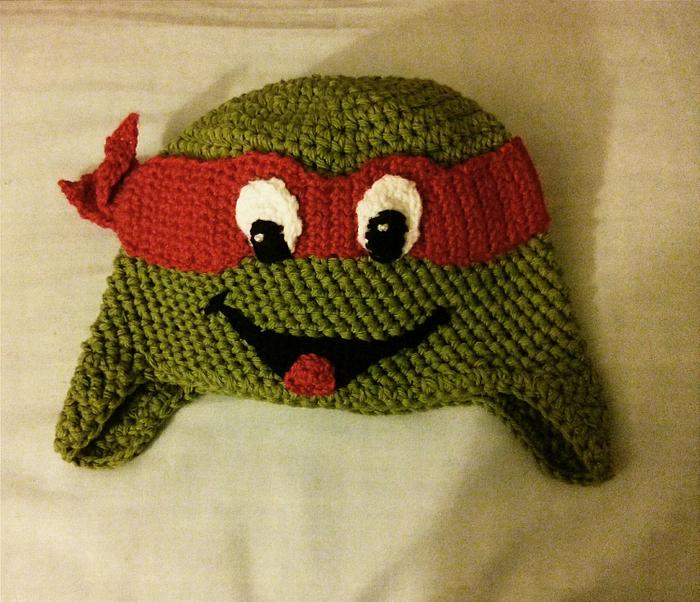 Crocheted inspired Ninja Turtle Hat