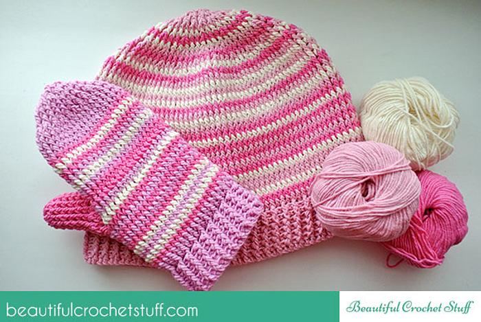 Free Crochet Hat and Mittens Pattern