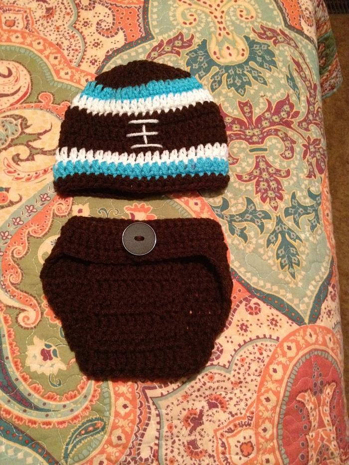 Football themed newborn hat & diapercover
