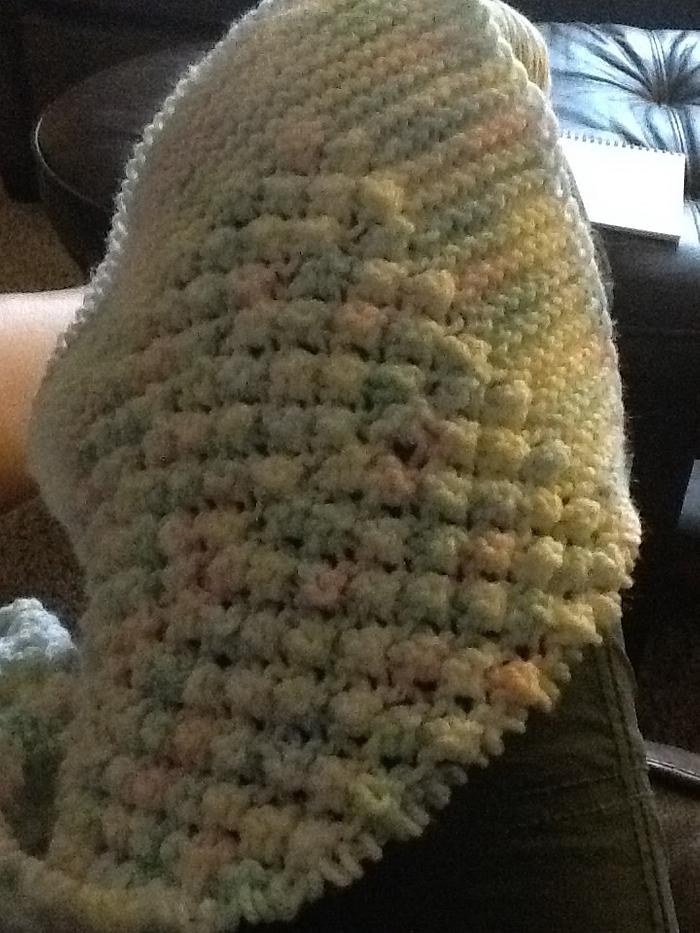 Crocheted Popcorn Stitch Baby Blanket