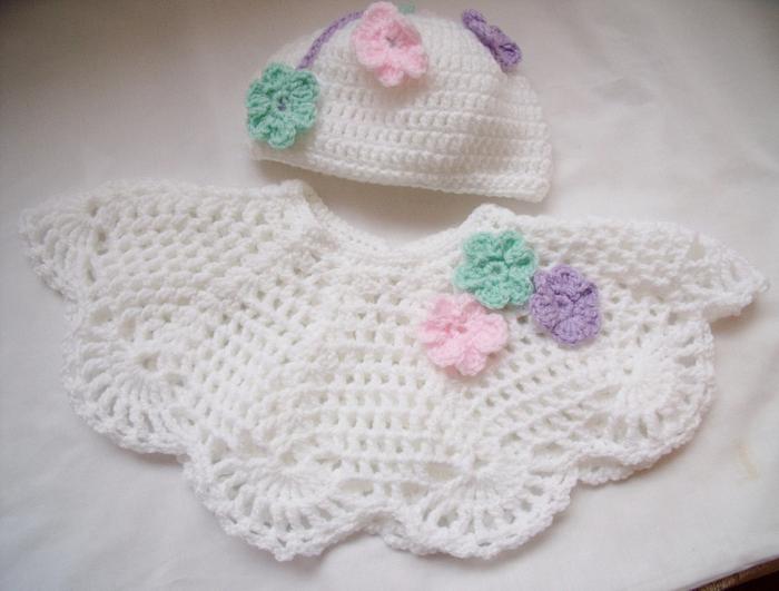 Crocheted Poncho and pull on hat
