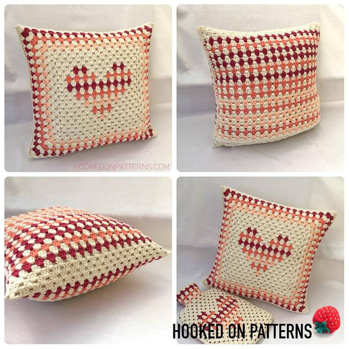 Granny Stripe Heart Cushion Cover