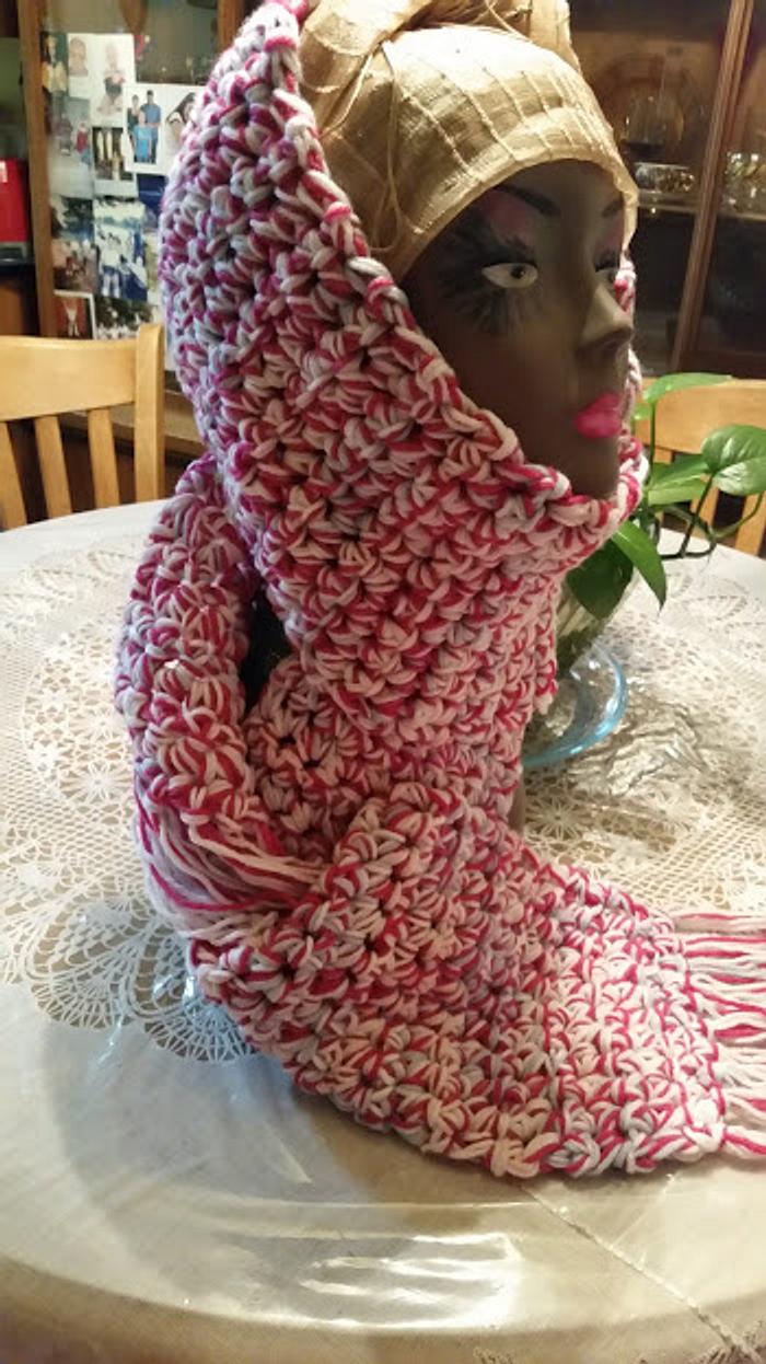 Crocheted double stranded scarf