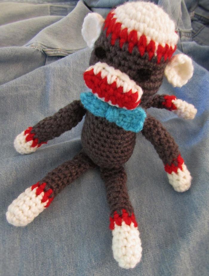 Vintage Style Sock Monkey with Bow Tie