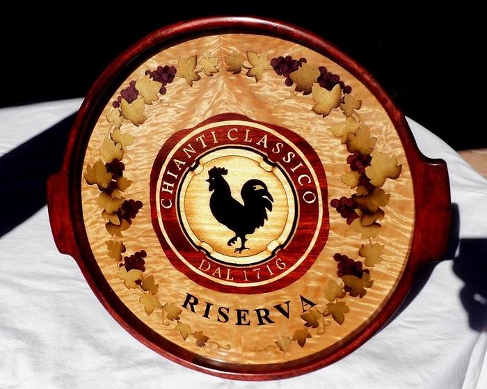 The Black Rooster, a Marquetry Tray