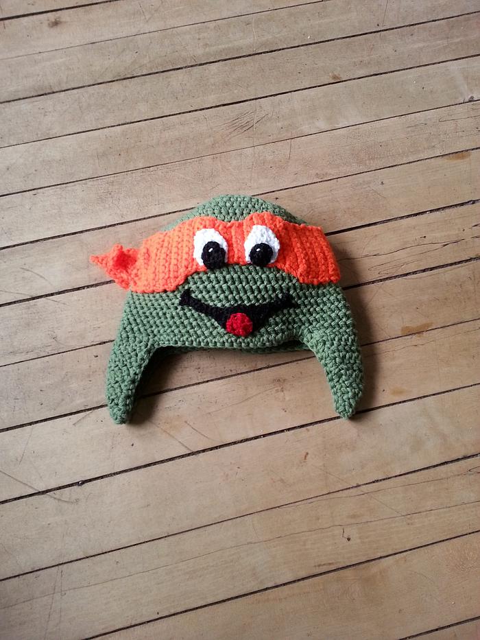 Crocheted inspired Ninja Turtle Hats