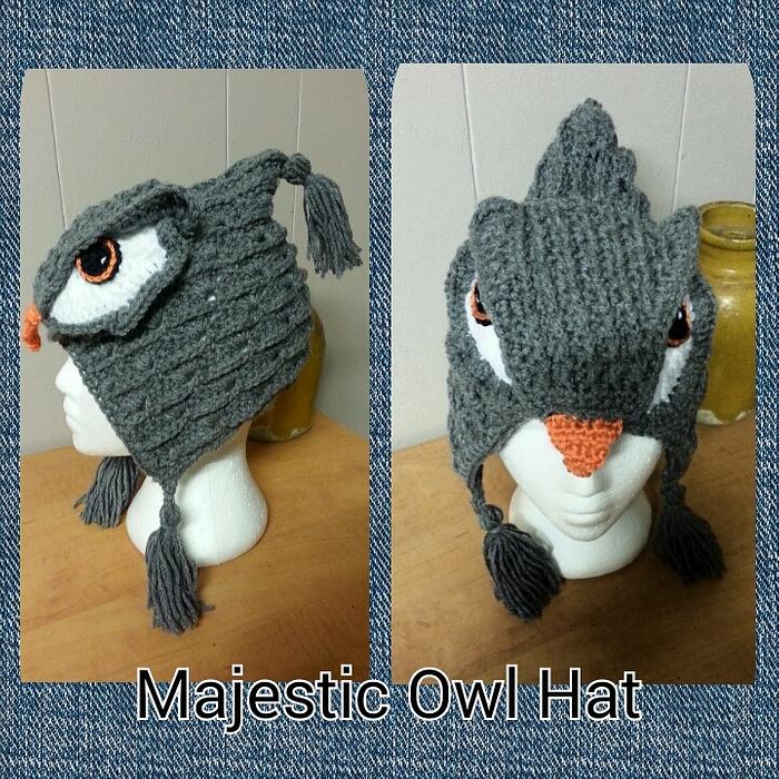 crocheted child size Majestic Owl Hat