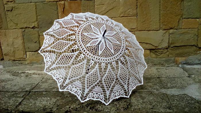 Lace Parasol, Crochet Wedding Umbrella, White Victorian Umbrella, Romantic Wedding