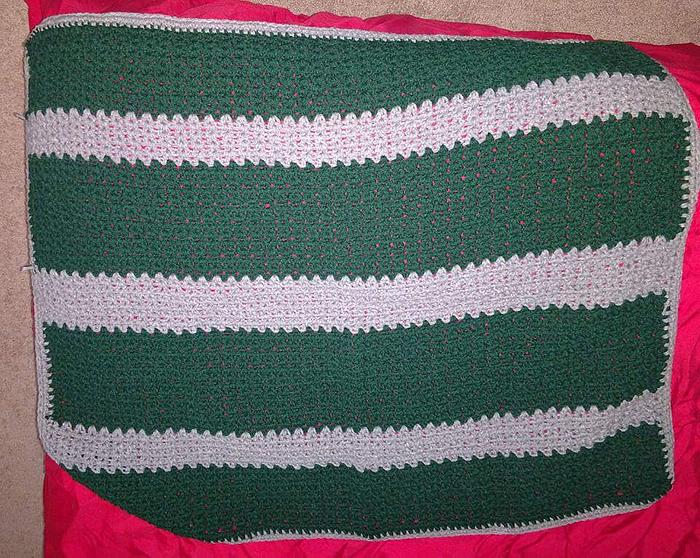 Green and gray baby blanket