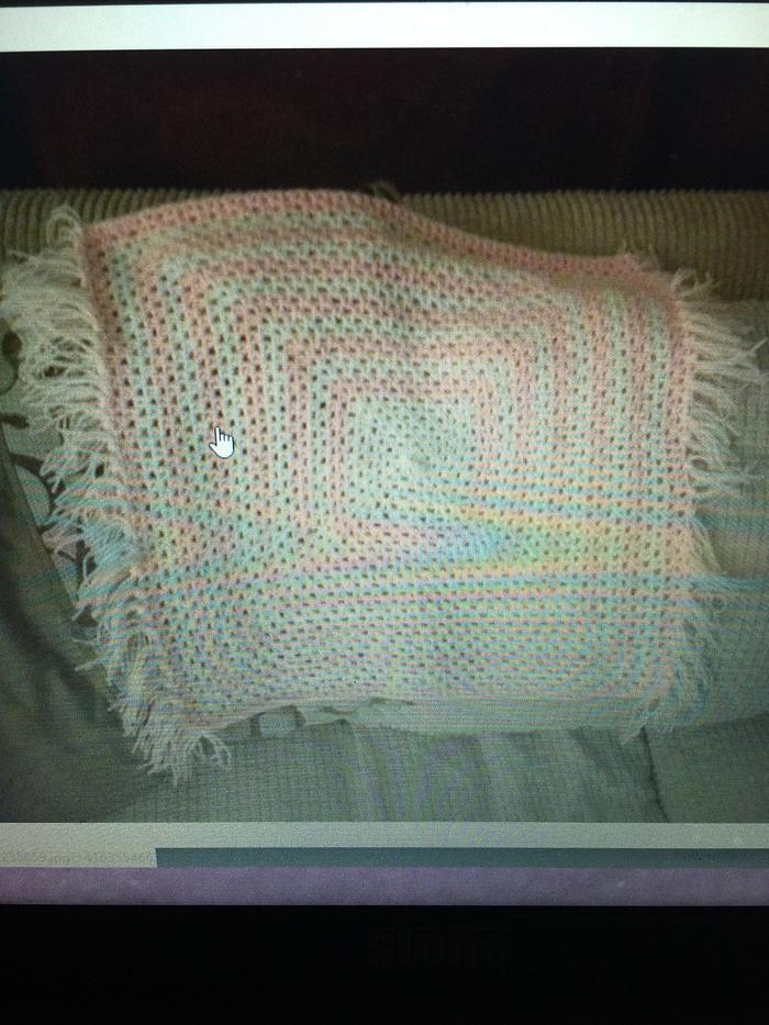 Pink and White Crochet Blanket 