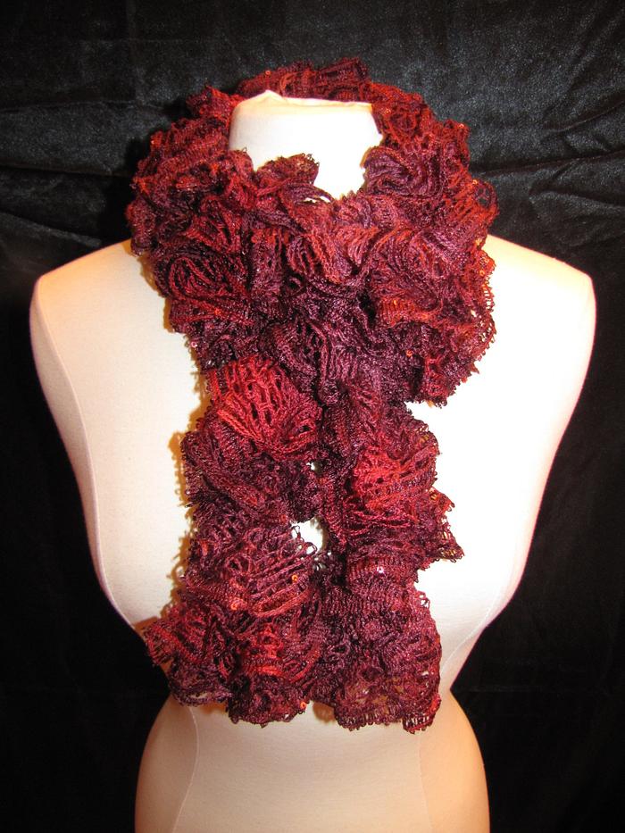 Boutique Ruffle Sequins Scarf - Cabernet