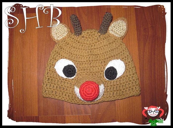 Red Nosed Reindeer Crochet Hat