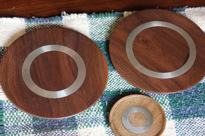 Walnut and Pewter Plates
