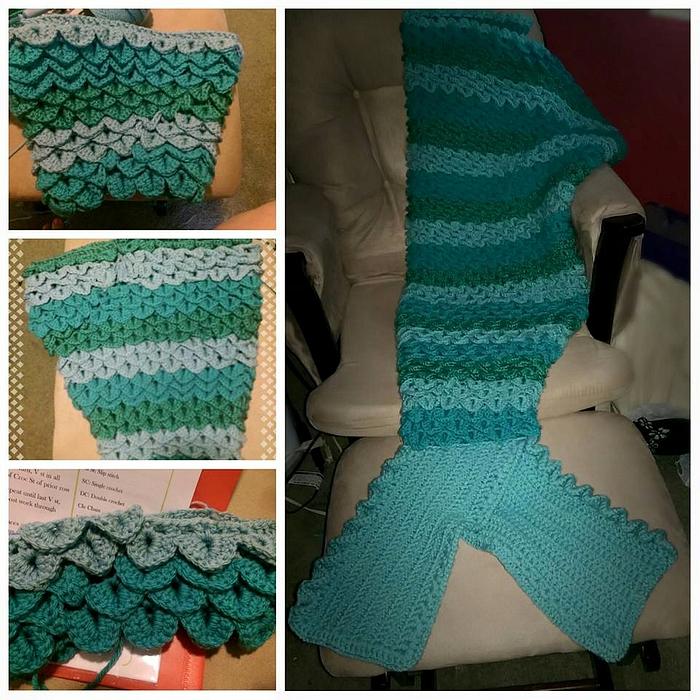 Adult Mermaid Crocodile Stitch Blanket