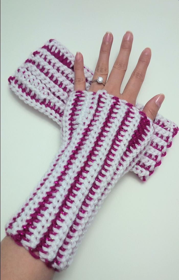 Tunisian Crochet Fingerless Gloves