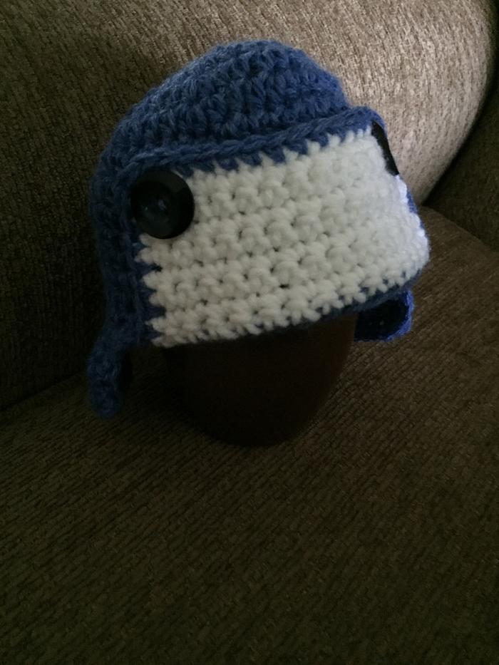 Crocheted baby aviator hat