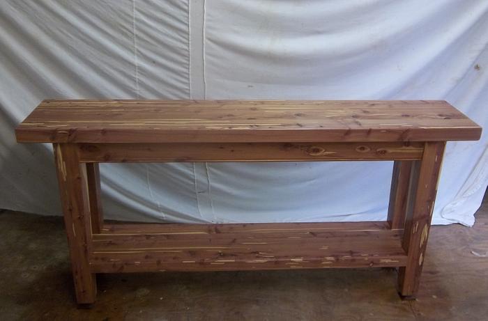 Cedar hall table from 8X8 beam