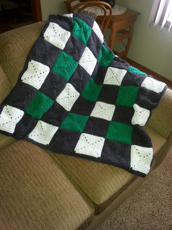 Crocheted Solid Granny Square lap throw