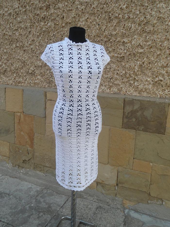 Crochet White Dress, Pure White Dress, Wedding Lace Dress, Exclusive Handmade Dress